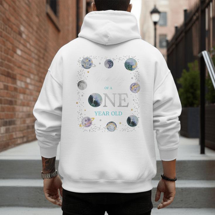 Daddy Houston We Have One Year Old Space Theme 1st Birthday Men's Hoodie Back Print
