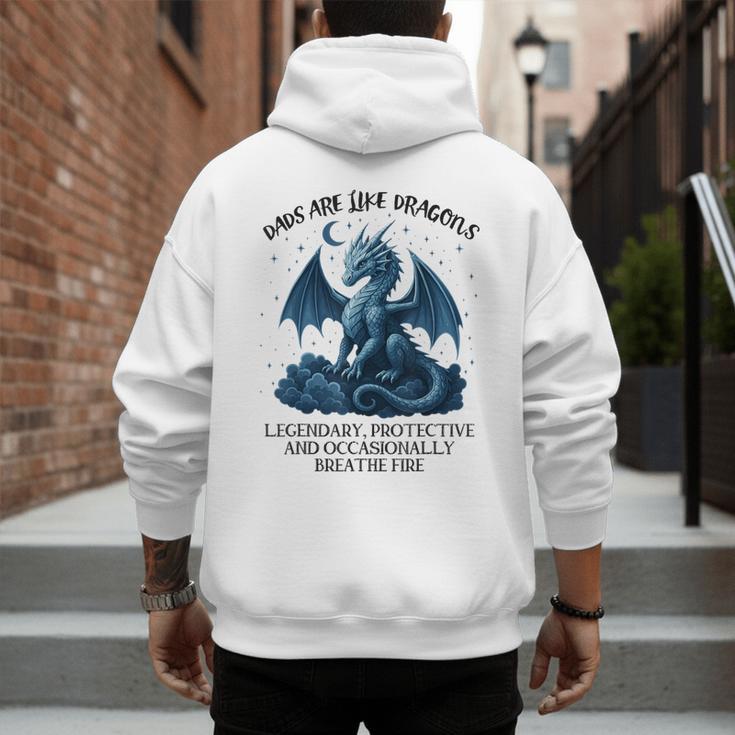 Dads Are Like Dragons Legendary Protective Fatherhood Men's Hoodie Back Print