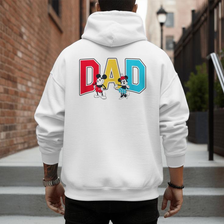 Disney Mickey And Friends Mickey Minnie Dad Collegiate Logo Men's Hoodie Back Print