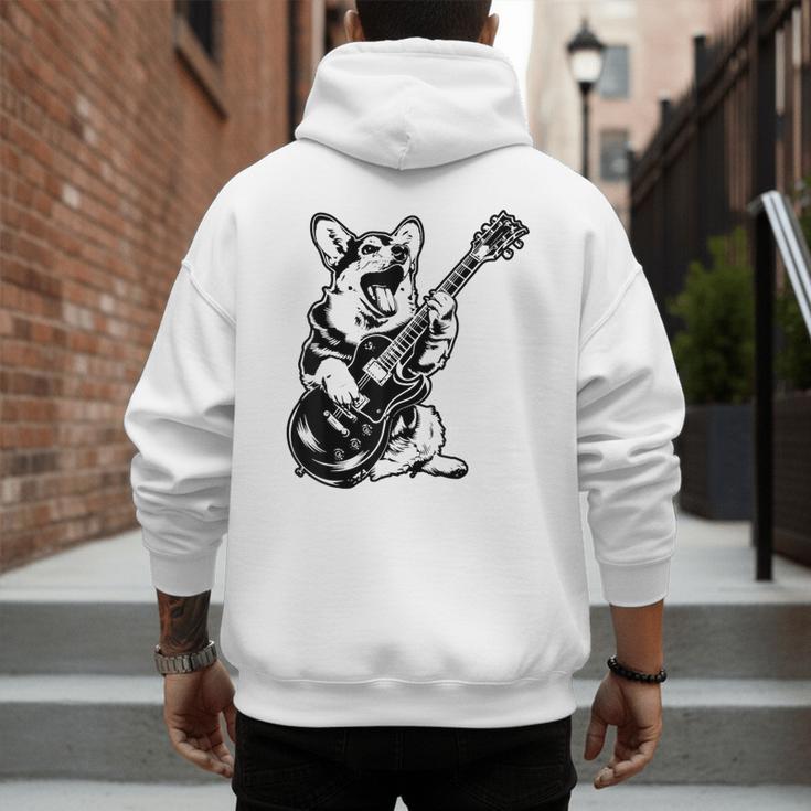 Dog Guitarist Guitar Pembroke Welsh Corgi Dad Mom Men's Hoodie Back Print