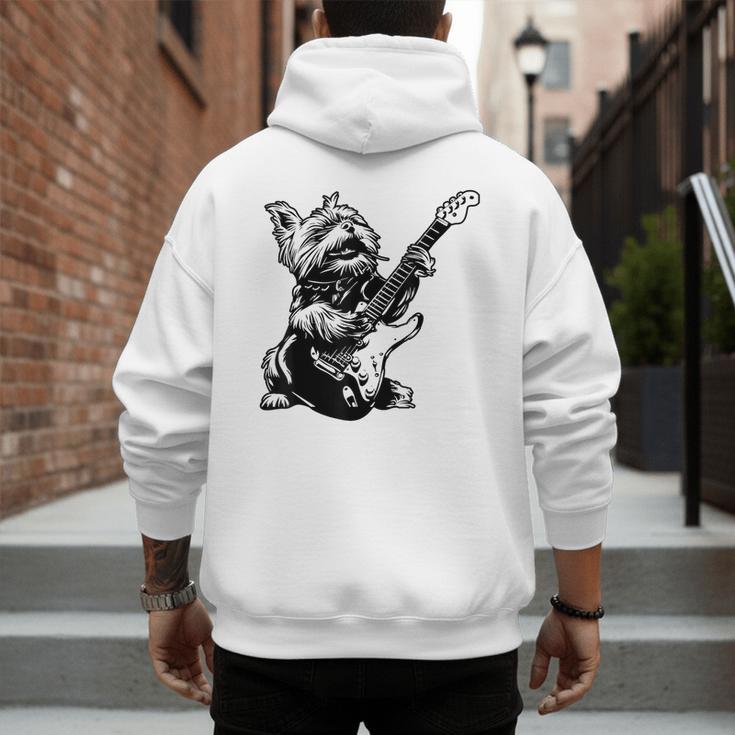 Dog Guitarist Guitar Yorkie Dad Mom For Men Women Men's Hoodie Back Print