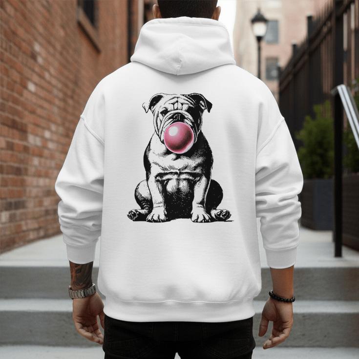 English Bulldog Bubble Gum Vintage Dog Mom Pet Dad Men's Hoodie Back Print