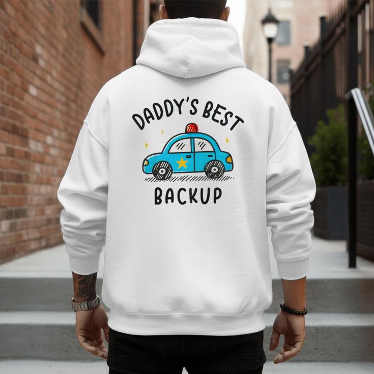 Father Son Daughter Daddy's Best Backup Father's Day Toddler Men's Hoodie Back Print