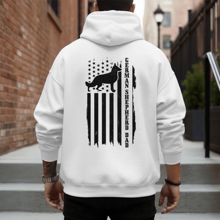 German Shepherd Dad Vintage Flag Patriotic Dog Men's Hoodie Back Print