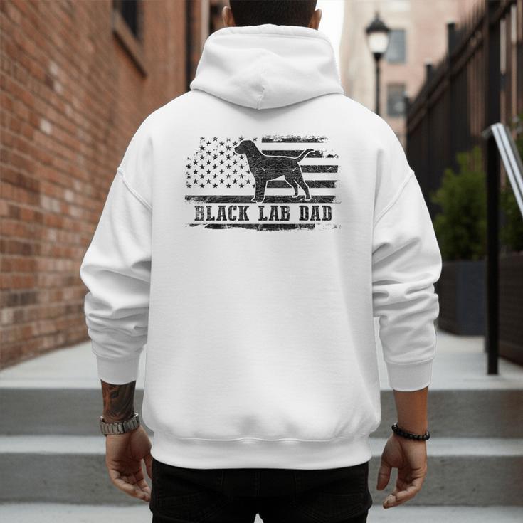Lab Dad Distressed American Flag Patriotic Dog Men's Hoodie Back Print