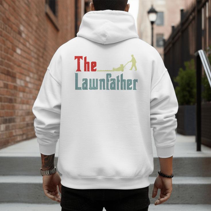 Lawn Mowing Lawnfather Dad Lawn Mower Gardening Men's Hoodie Back Print