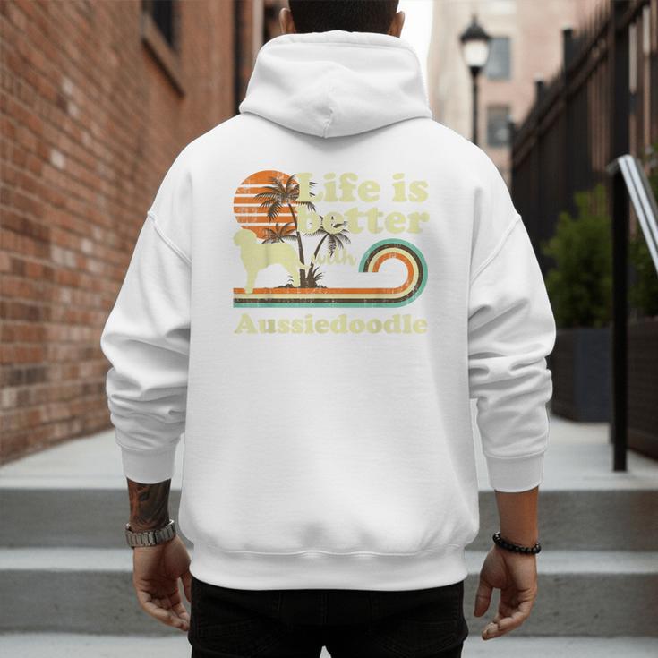 Life Better Aussiedoodle Vintage Dog Mom Dad Men's Hoodie Back Print
