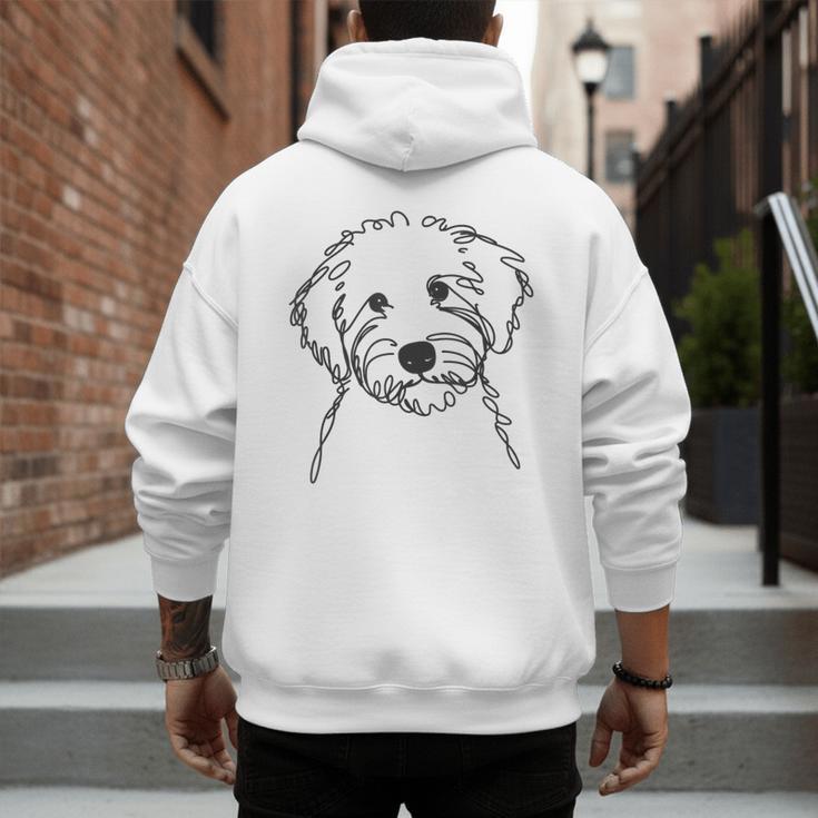 Line Art Dad Mom Dog Sheepadoodle Men's Hoodie Back Print
