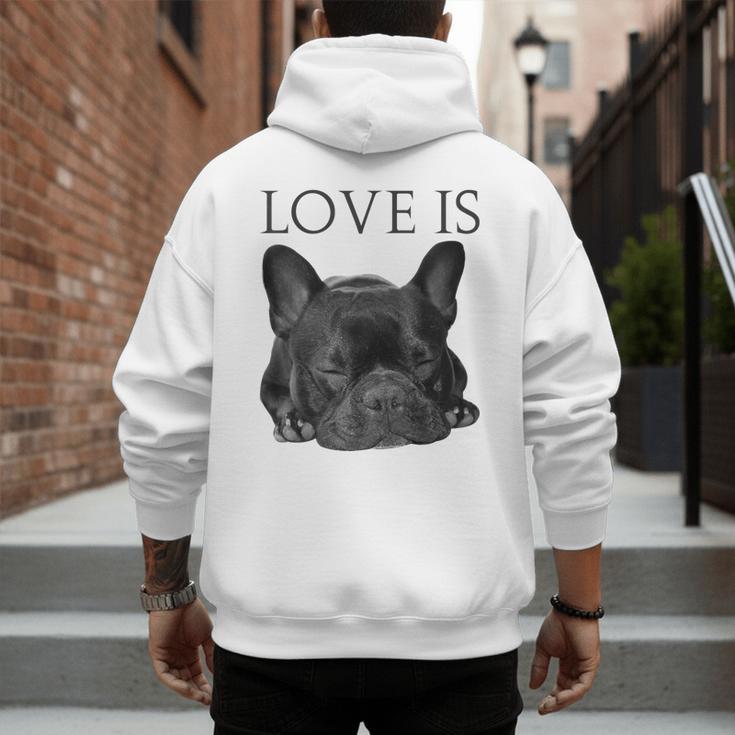 Love Is French Bulldog Shirt Frenchie Lover Tee Dog Mom Dad Men's Hoodie Back Print
