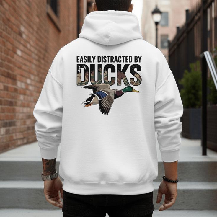 Mallard Duck Hunting Camo Easily Distracted Duck Dad Men's Hoodie Back Print