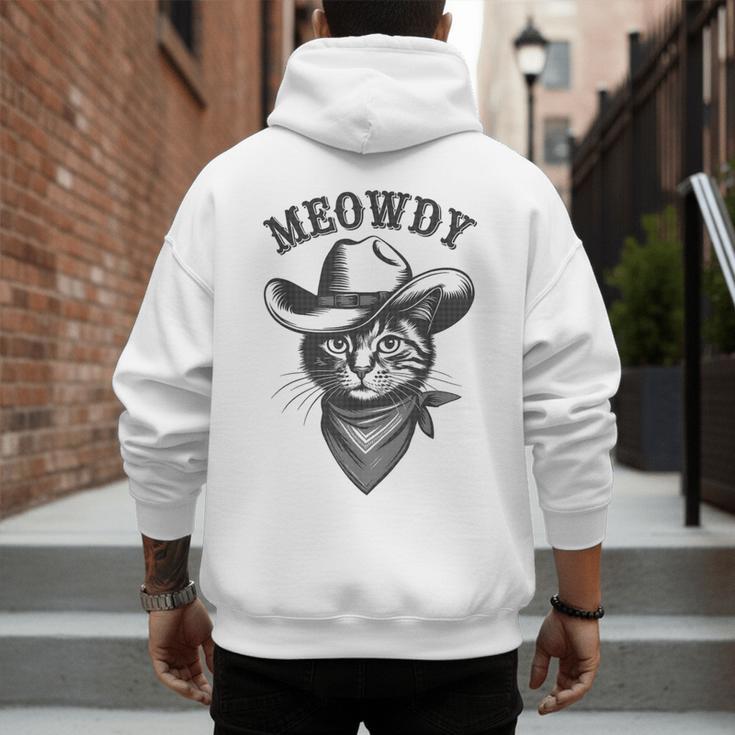 Meowdy Cat Cowboy Western Graphic Cat Lady Cat Dad Men's Hoodie Back Print