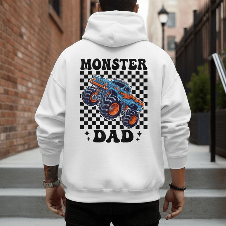 Monster Truck Dad Family Matching Monster Trucks Birthday Men's Hoodie Back Print