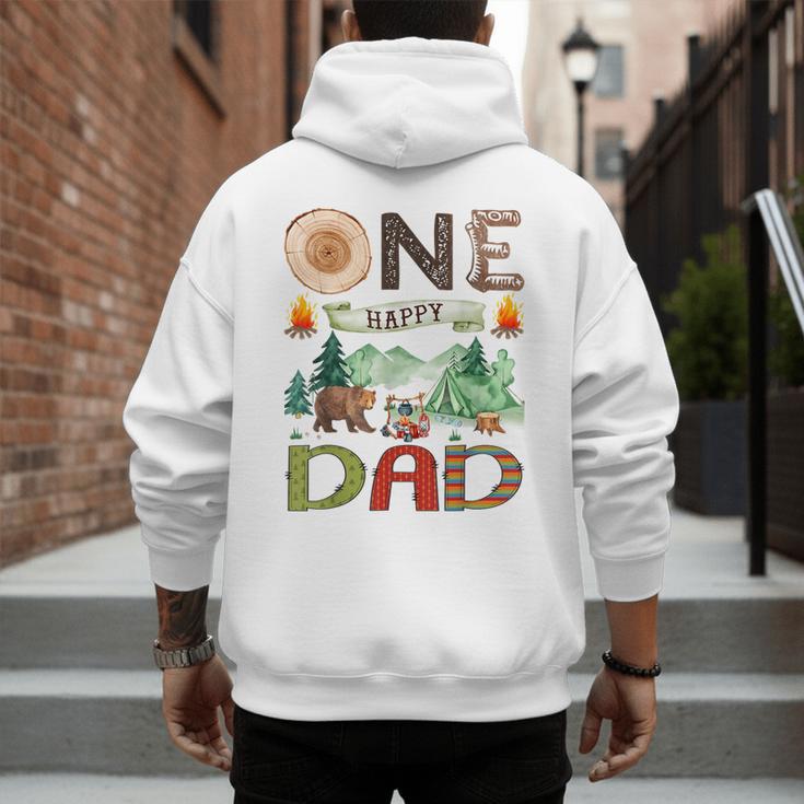 One Happy Dad Camper 1st Birthday Boy Camping Bear Men's Hoodie Back Print One Happy Dad Camper 1st Birthday Boy Camping Bear Men's Hoodie Back Print