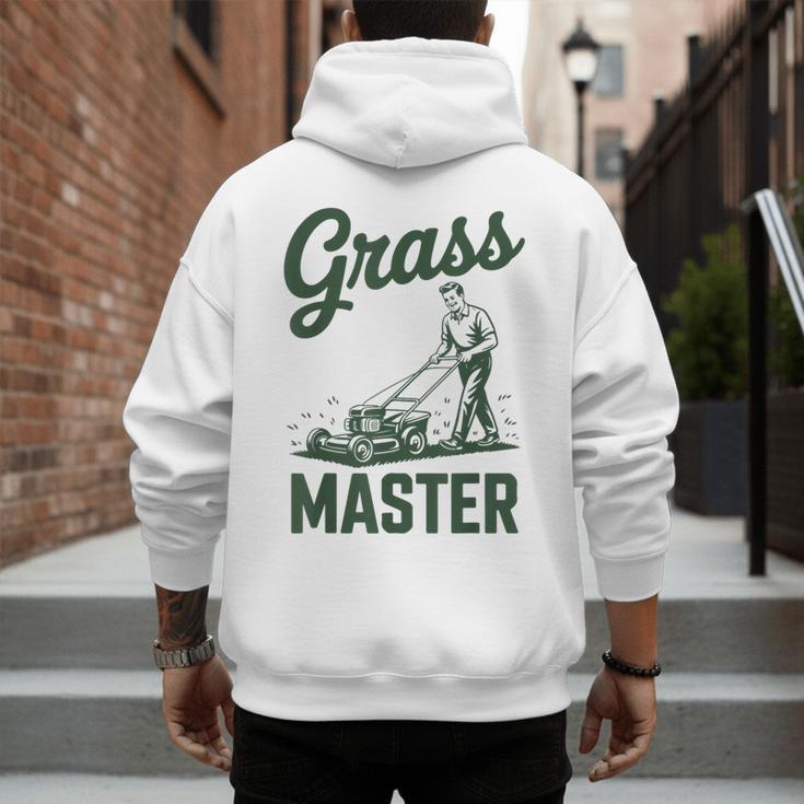 Push Lawn Mower Legend Grass Master Dad Mowing Men's Hoodie Back Print