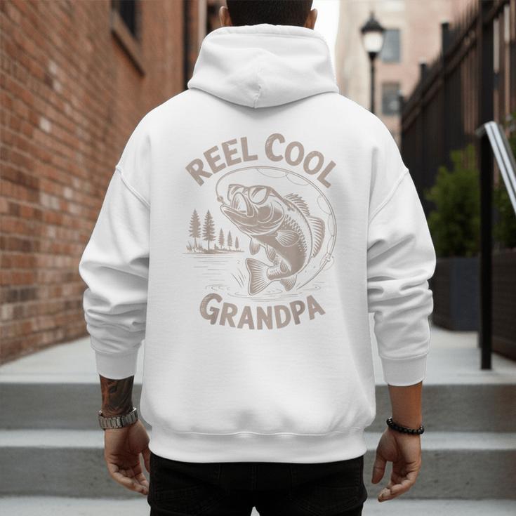 Reel Cool Great Grandpa Step Dad Fishing Father Day Men's Hoodie Back Print