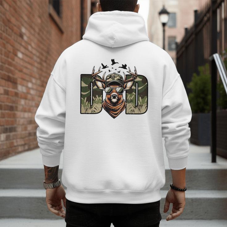 Retro Camo Dad Hunting Camouflage Deer Matching Men's Hoodie Back Print
