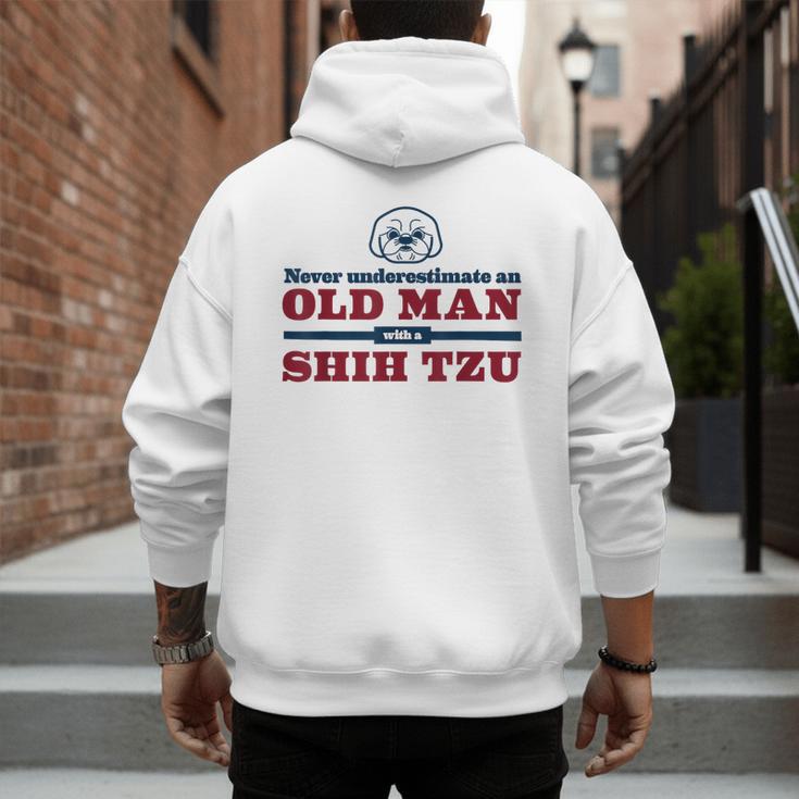 Shih Tzu Dad Shirt Never Underestimate An Old Man Gift Tee Men's Hoodie Back Print