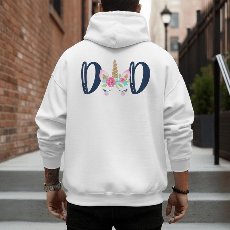 Unicorn Dad Birthday Shirt Matching Family Party Tee T-Shirt Men's Hoodie Back Print