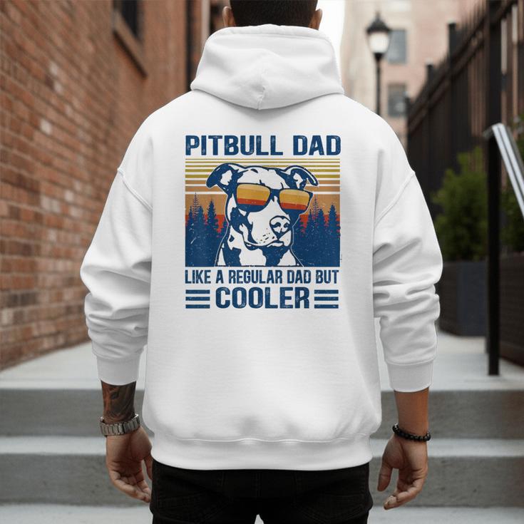 Vintage Pitbull Dad Like A Regular Dad But Cooler Men's Hoodie Back Print