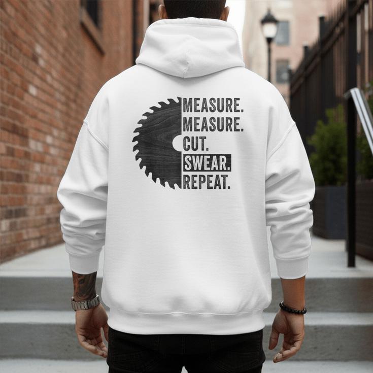 Woodworking Dad Measure Cut Swear Handyman Fathers Day Men's Hoodie Back Print