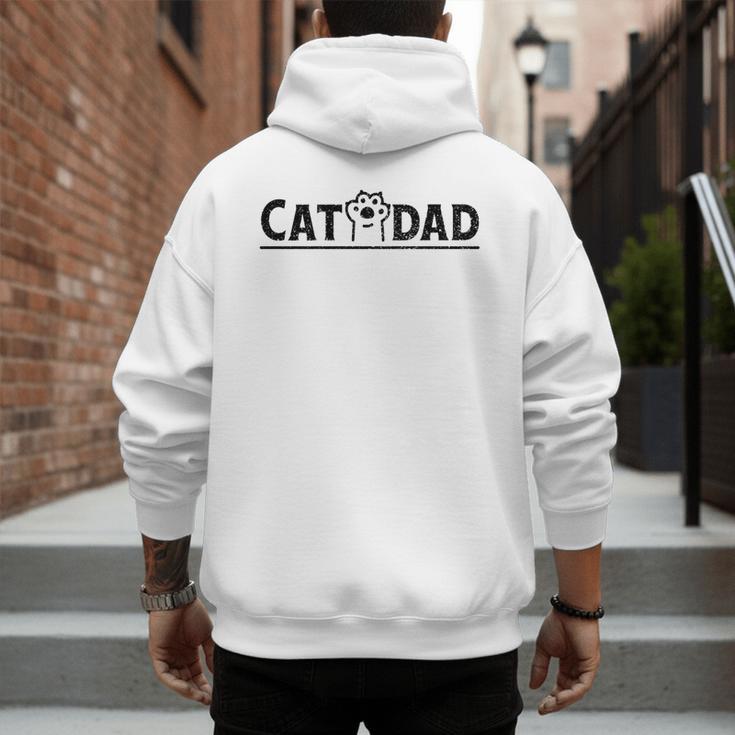 Worlds Best Cat Dad Ever Vintage Cat Dad Father Day Men Men's Hoodie Back Print