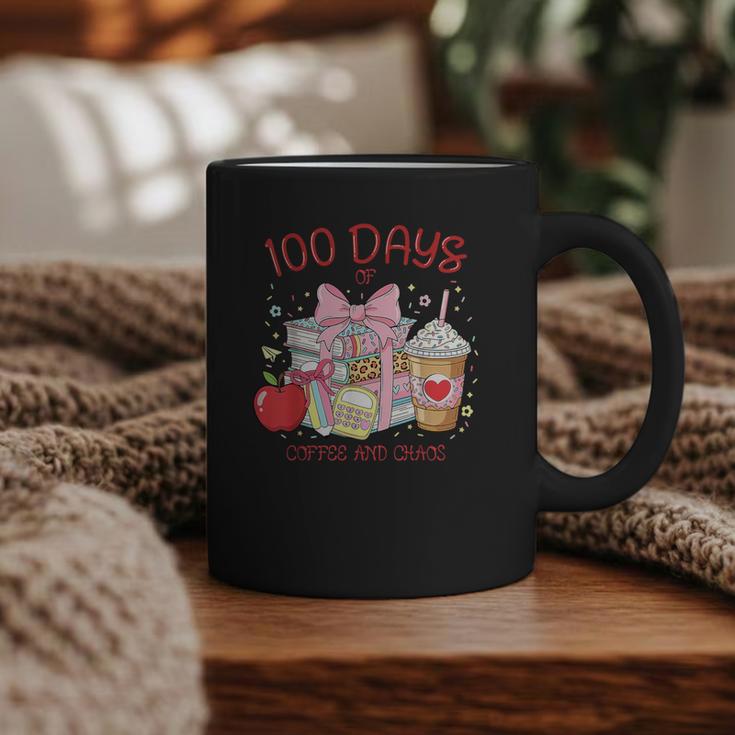 100th Day Of School Teachers 100 Days Of Coffee Chaos Books Graphic Print Coffee Mug
