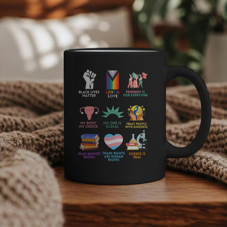 Ally Anti Trump Liberal BLM Love Is Love Banned Books Icons Graphic Print Coffee Mug