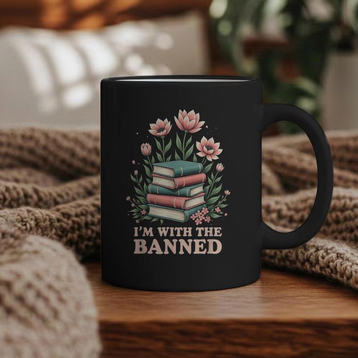 Im With The Banned Floral Flower Book Lover Graphic Print Coffee Mug