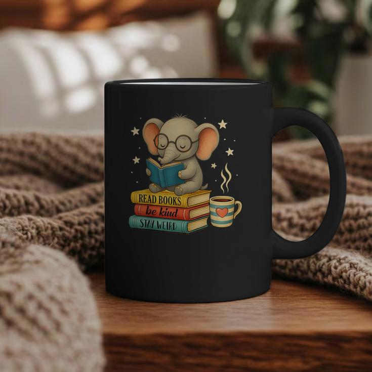 Book Lover Elephant Reading Books Library Read Books Be Kind Graphic Print Coffee Mug