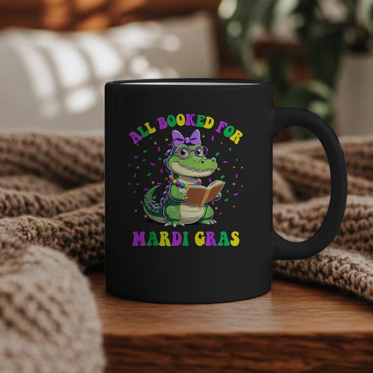 All Booked For Mardi Gras Crocodile Reading Book Teacher Graphic Print Coffee Mug