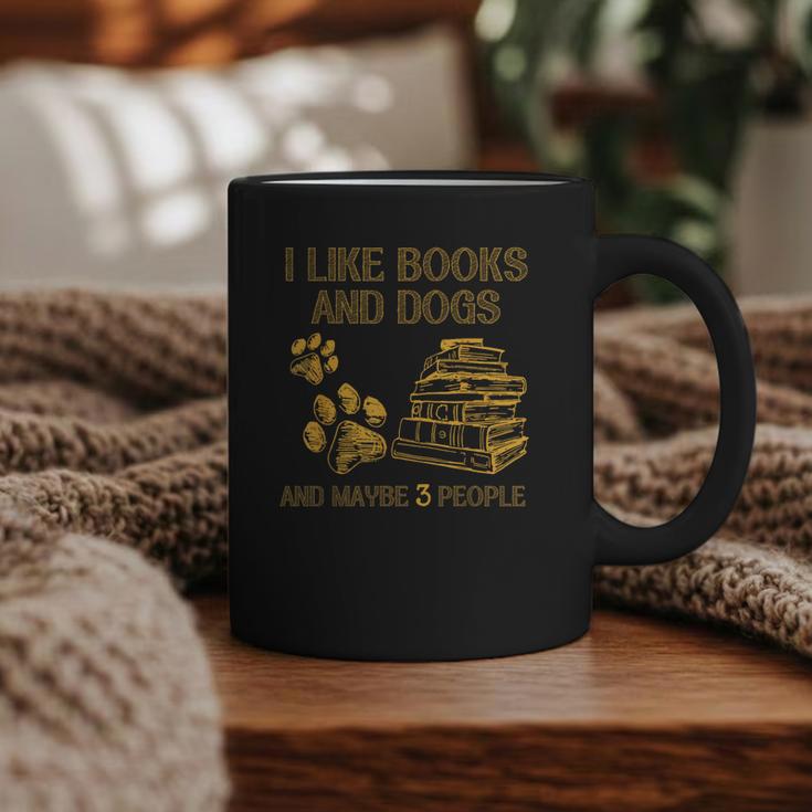 I Like Books And Dogs And Maybe 3 People Vintage Sayin Graphic Print Coffee Mug