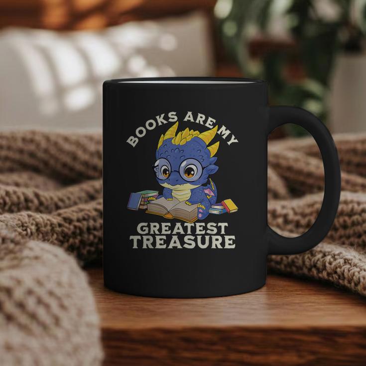 Books Are My Greatest Treasure Kawaii Dragon Reading Books Graphic Print Coffee Mug