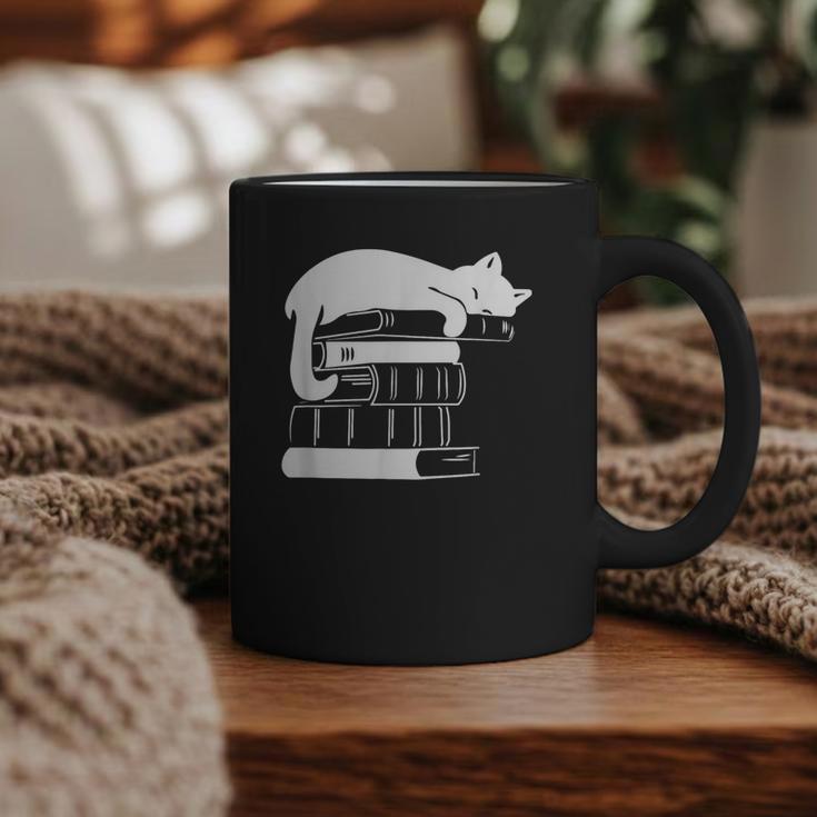 Cat Book Books And Cats Cat Lover Cat Mom Book Lovers Graphic Print Coffee Mug