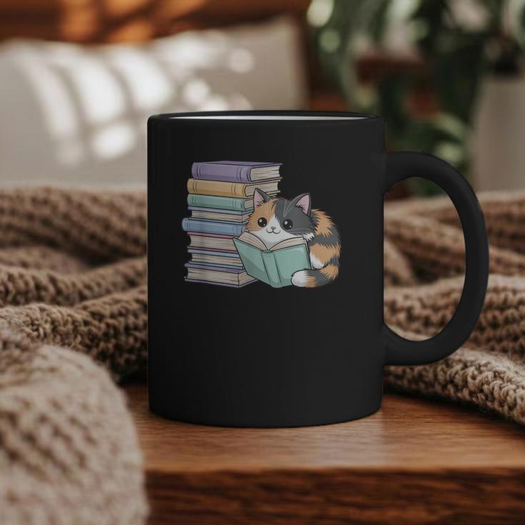 Cat On Books Pets Cats Reading Book Nerd Read Reader Bookcat Graphic Print Coffee Mug
