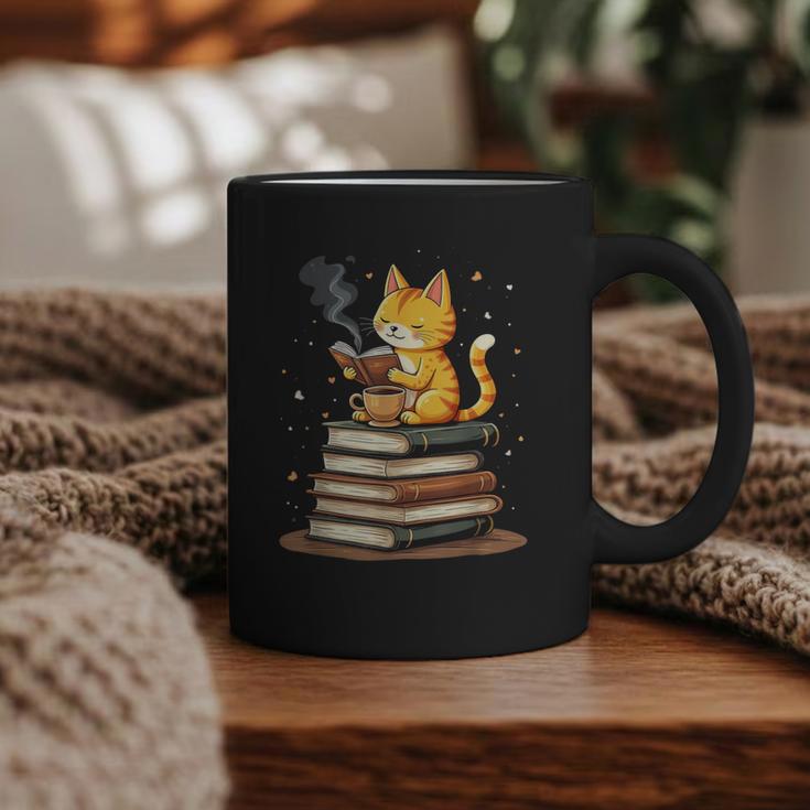 Cat Reading Books Graphic Print Coffee Mug