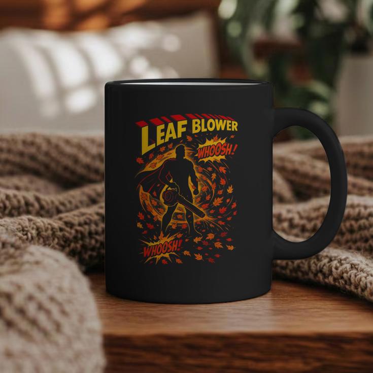 Comic Book Superhero Fall Season Leaf Blower Graphic Print Coffee Mug