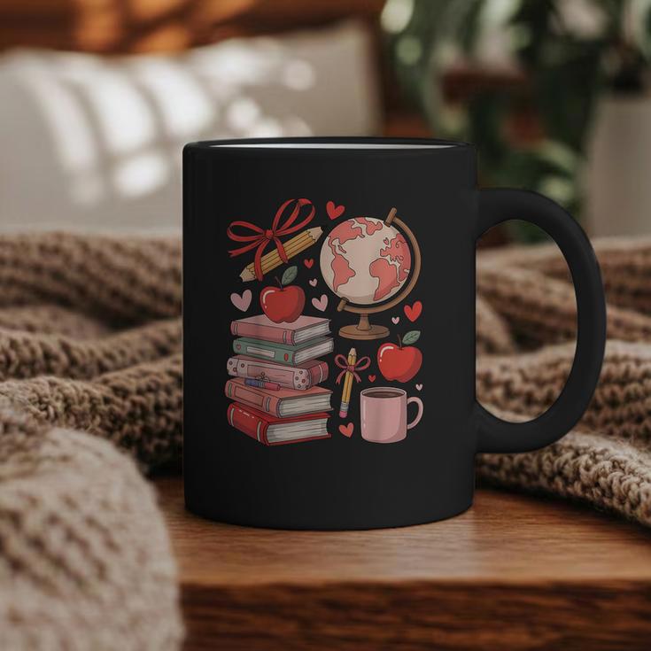 Coquette Teacher School Supplies Bows Books Globe Apple Cute Graphic Print Coffee Mug