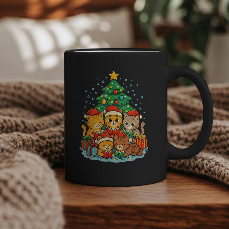 Cute Cats Reading Books Christmas Tree Graphic Print Coffee Mug