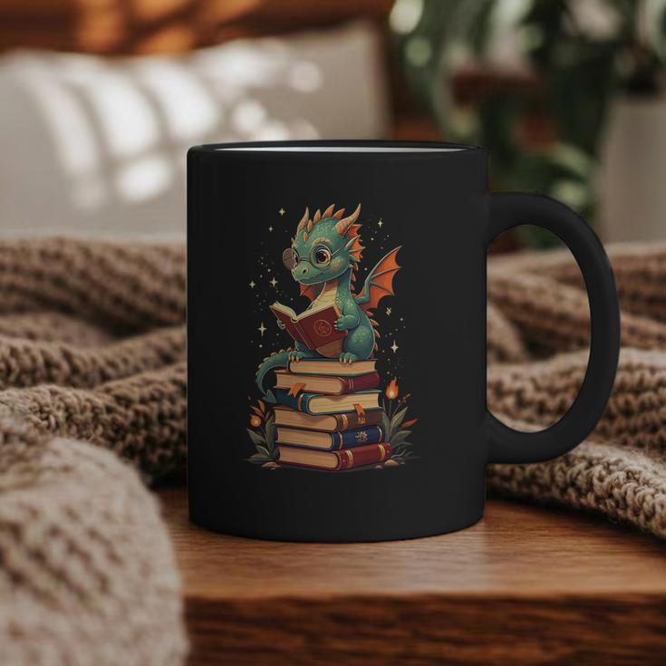 Cute Dragon Reading Book Bookworm Dragons And Books Graphic Print Coffee Mug