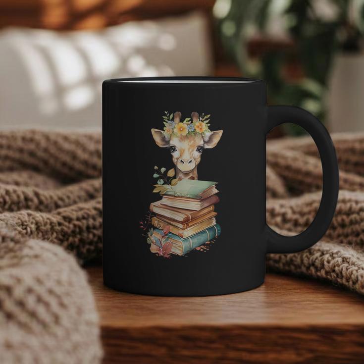 Cute Giraffe With Book Floral Bookworm Librarian Book Lover Graphic Print Coffee Mug