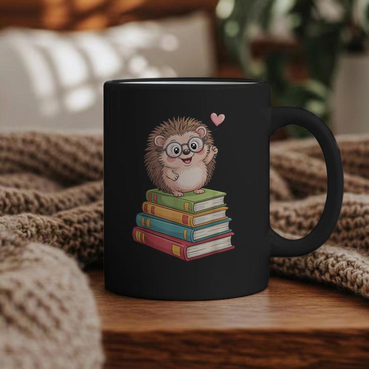 Cute Hedgehog Reading Books Animal Lover Reader Bookworm Graphic Print Coffee Mug