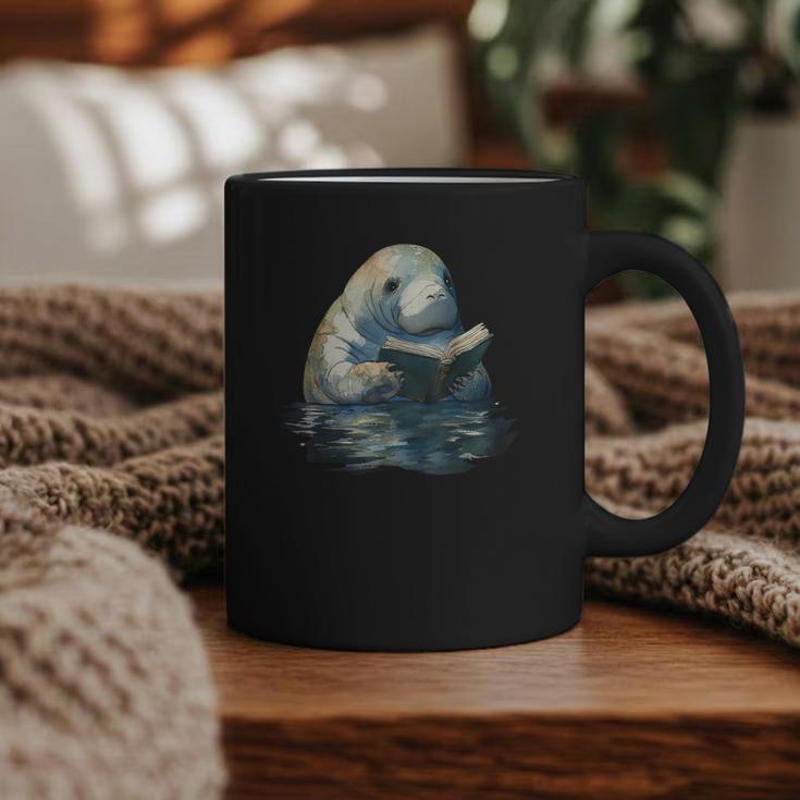 Cute Manatee Reading Book Bookworm Readers Manatee Lover Graphic Print Coffee Mug