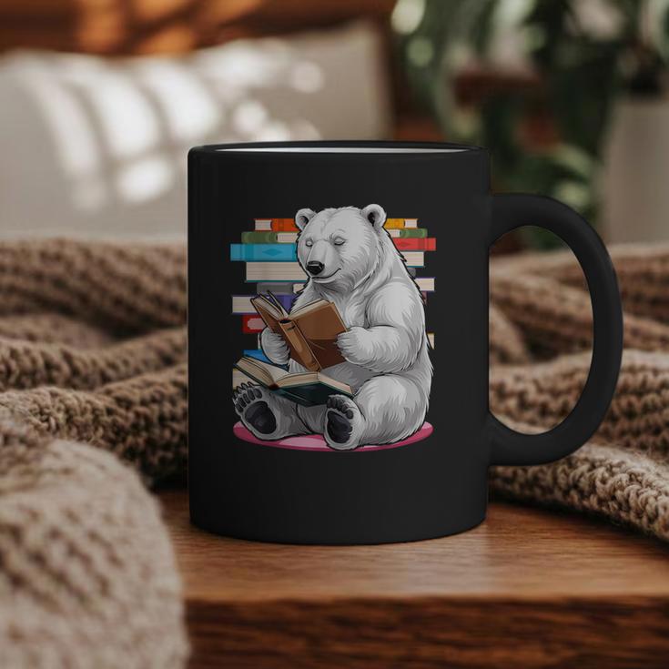 Cute Polar Bear Is Reading a Book Reading Polar Bear Graphic Print Coffee Mug