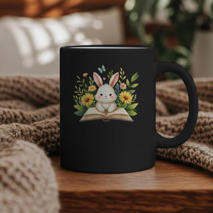Cute Rabbit And Book Women Girls Reading Book Rabbit Lover Graphic Print Coffee Mug