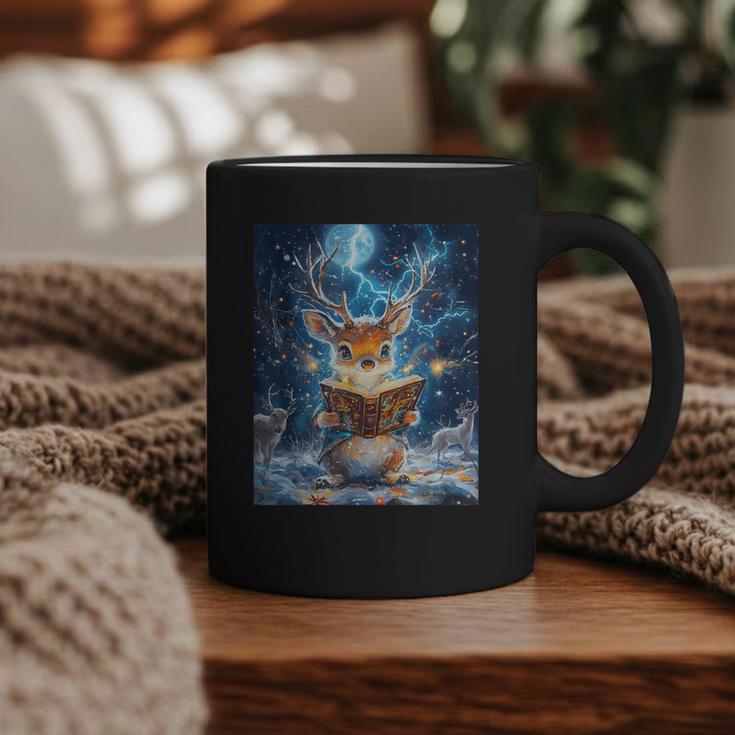 Deer Reads Book Women Girls Reindeer Graphic Print Coffee Mug