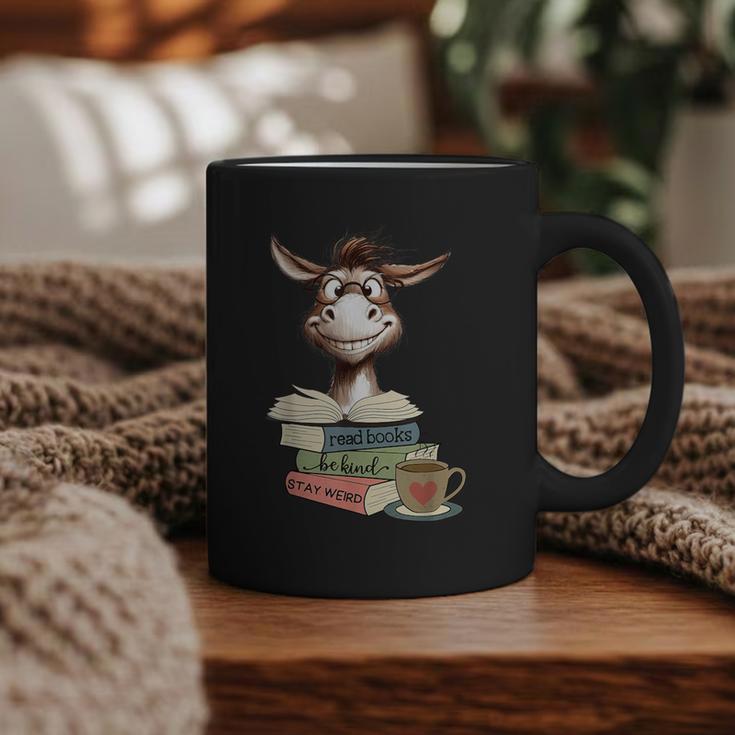 Donkey Reading Book Read Books Be Kind Stay Weird Librarian Graphic Print Coffee Mug