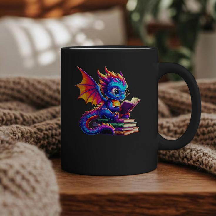 Dragon Reading a Book Bookworm Book Lover Graphic Print Coffee Mug