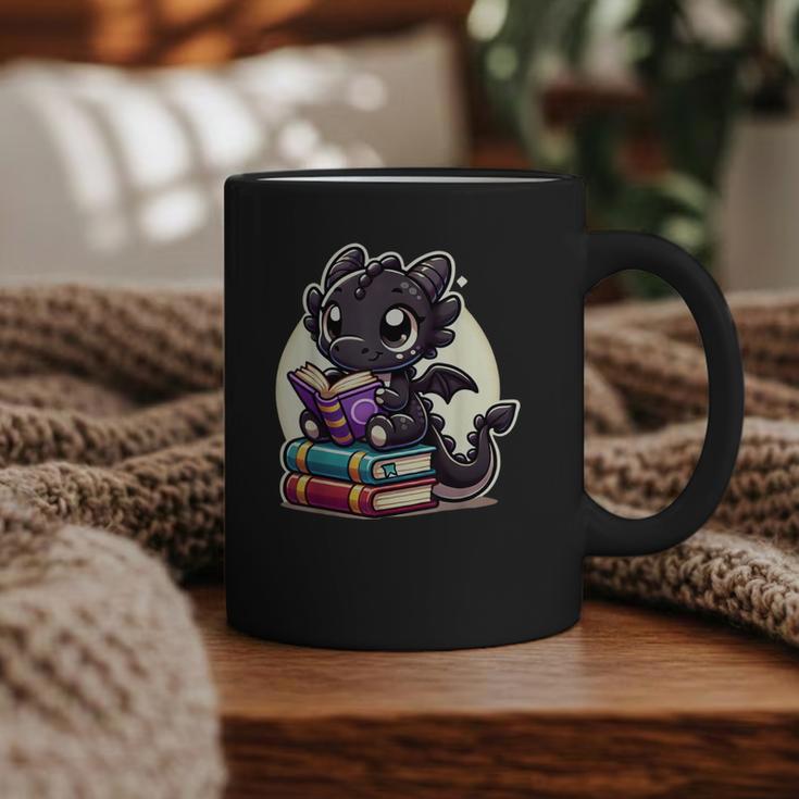 Dragon Reading A Book Cute Bookworm Book Lover Graphic Print Coffee Mug