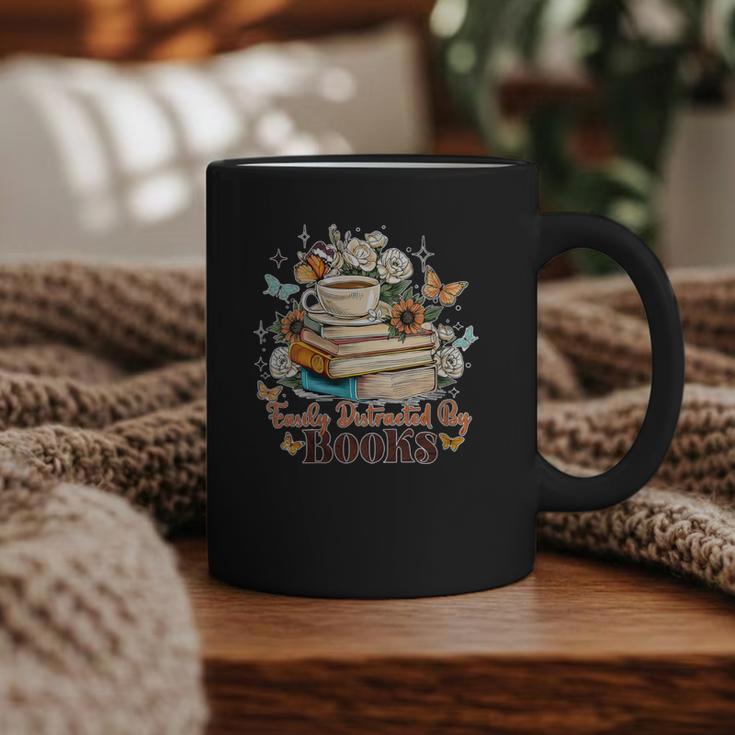 Easily Distracted By Books Book Wildflowers Book Lovers Graphic Print Coffee Mug