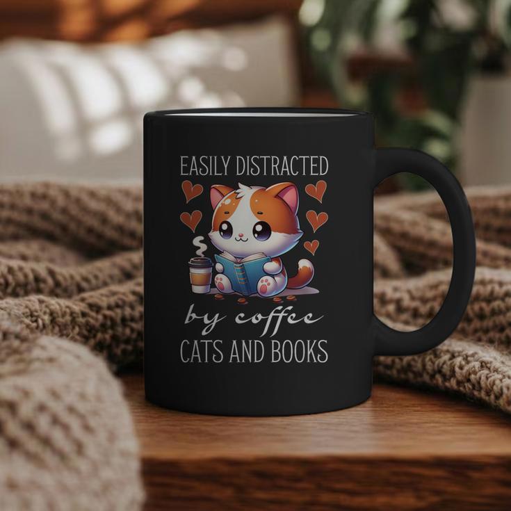 Easily Distracted By Coffee Cats And Books Graphic Print Coffee Mug